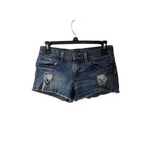 Vans Distressed Blue Jean Short Shorts Size 3 Juniors Women Low Rise Raw Hem